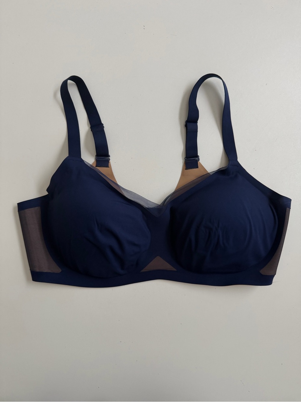 Honey Love Wire Free Cross Over Bra Lightly Lined Convertible Adjustable Blue